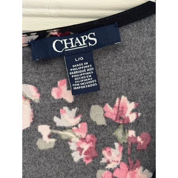 Chaps Size Large Women's Blue Faux Wrap Ruffle V-Neck Sleeveless Midi Dress - Picture 5 of 6